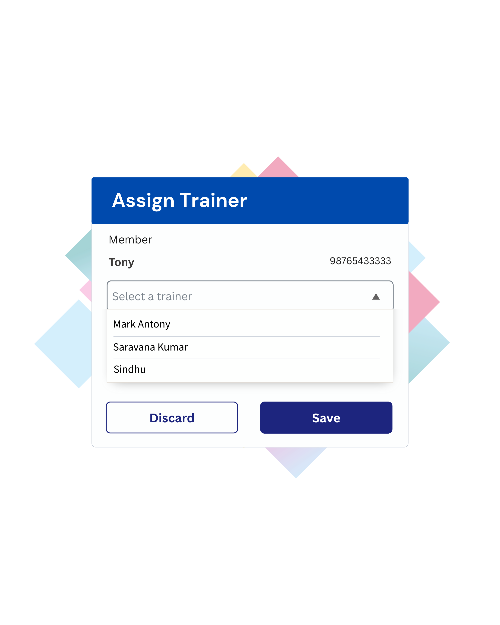 Assigning trainers using gym software – FitPlusClub