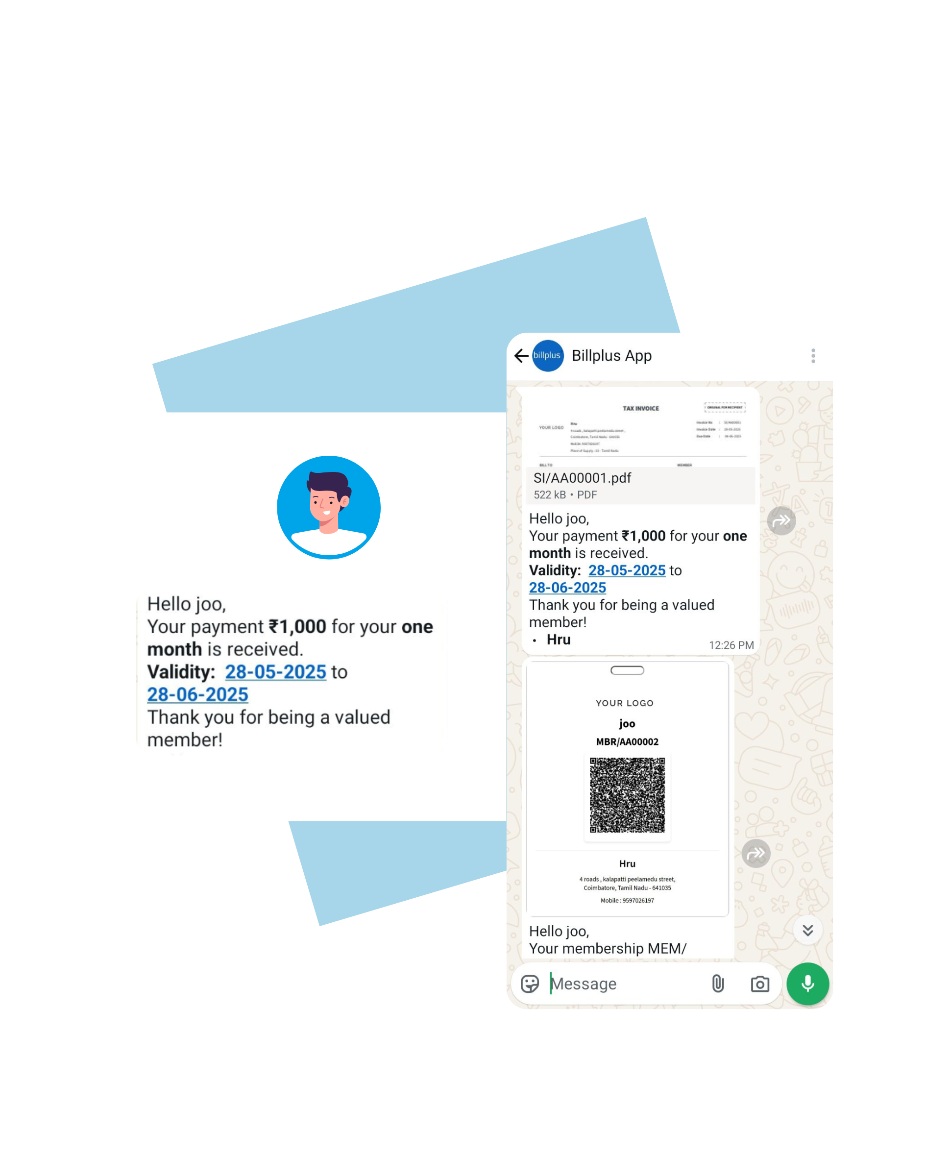 Auto-generated receipts in gym billing system